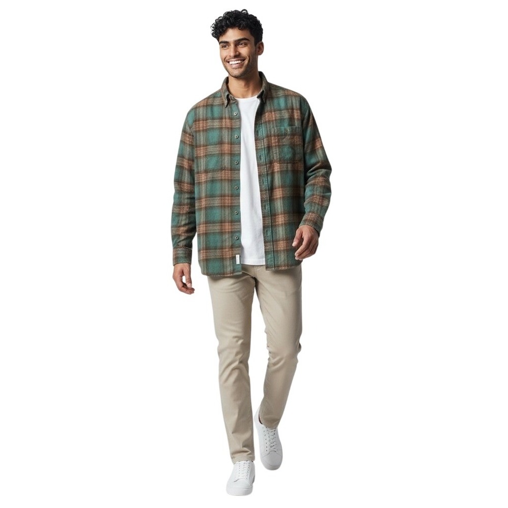 Clearwater Outfitters Plaid Corduroy  Casual‎ Shirt Medium Green Brown Gorpcore